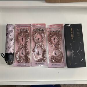 Eye Mask & Travel Set – Glitter Gel Hot Cold, MZOO Sleep Mask, Paradise Umbrella